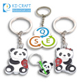 Pretty decorative custom metal zinc alloy die cut hard enamel cute animal mini panda keychain for sale